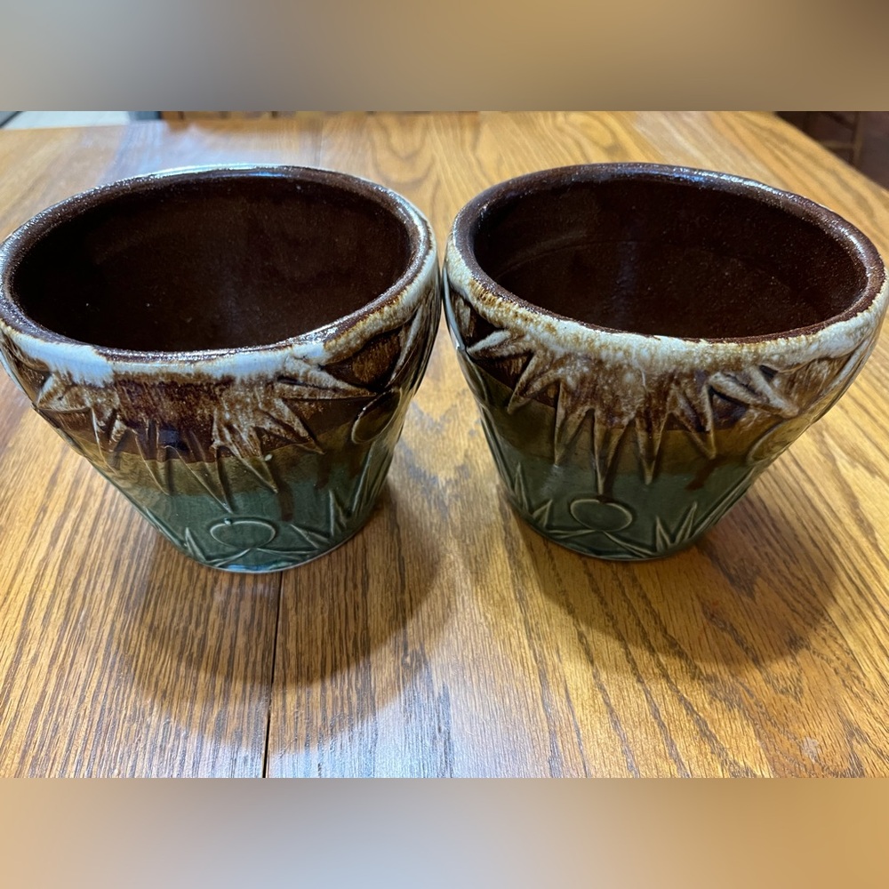 Robinson Ransbottom Art Pottery Moon and Sun Planter Set